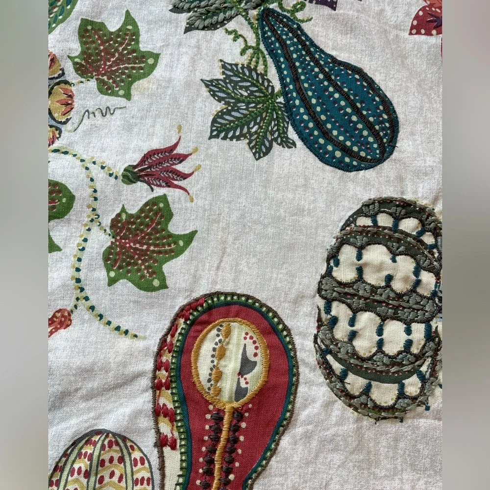 Pottery Barn Aldo Pumpkin Embroidered Table Throw Fall/Thanksgiving #1